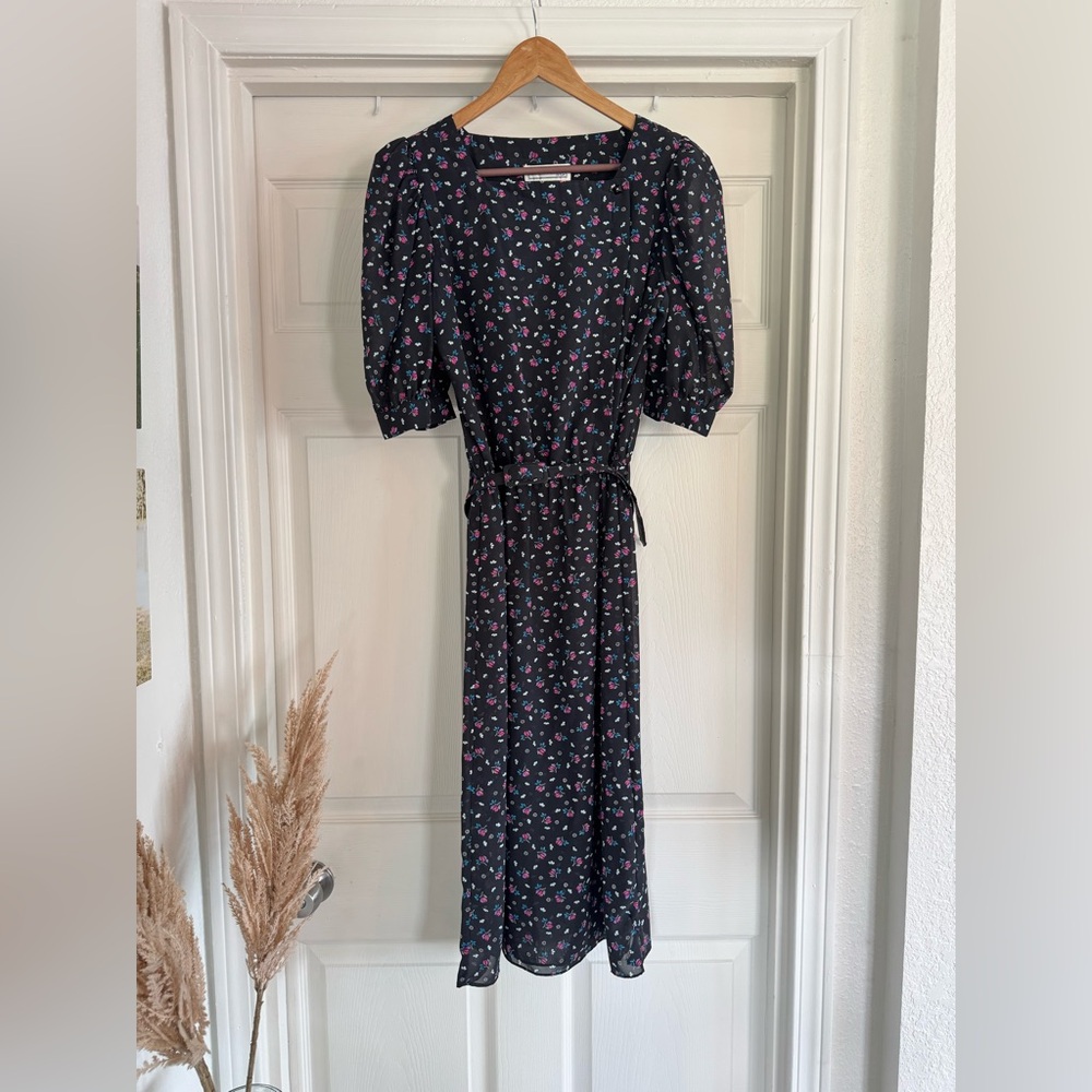 Charlee Allison For Eljay Vintage Dress, Size 13/14, Black Floral Multi